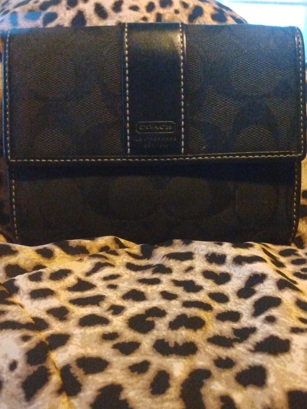 Coach Black Signature Canvas Trifold Wallet